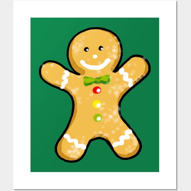 Christmas gingerbread man cookie Wall Art by cartoonygifts